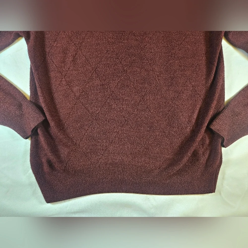 David Taylor Mens Dark Red Long Sleeve Pullover V-neck Sweater Size Small